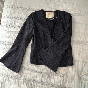 Vintage Anthropologie Cartonnier pin stripe crop blazer with flare sleeve size 6